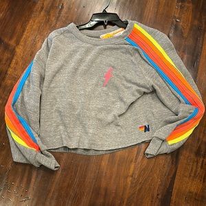 AVIATOR NATION 5 STRIPE CROPPED SWEATSHIRT